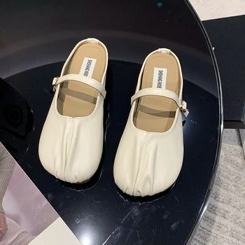 Дамски обувки Пролет-лято 2023, нова мода, универсална обувки на равна подметка във френски стил с ежедневните женски сандали в сгъвката на - Изображение 1  